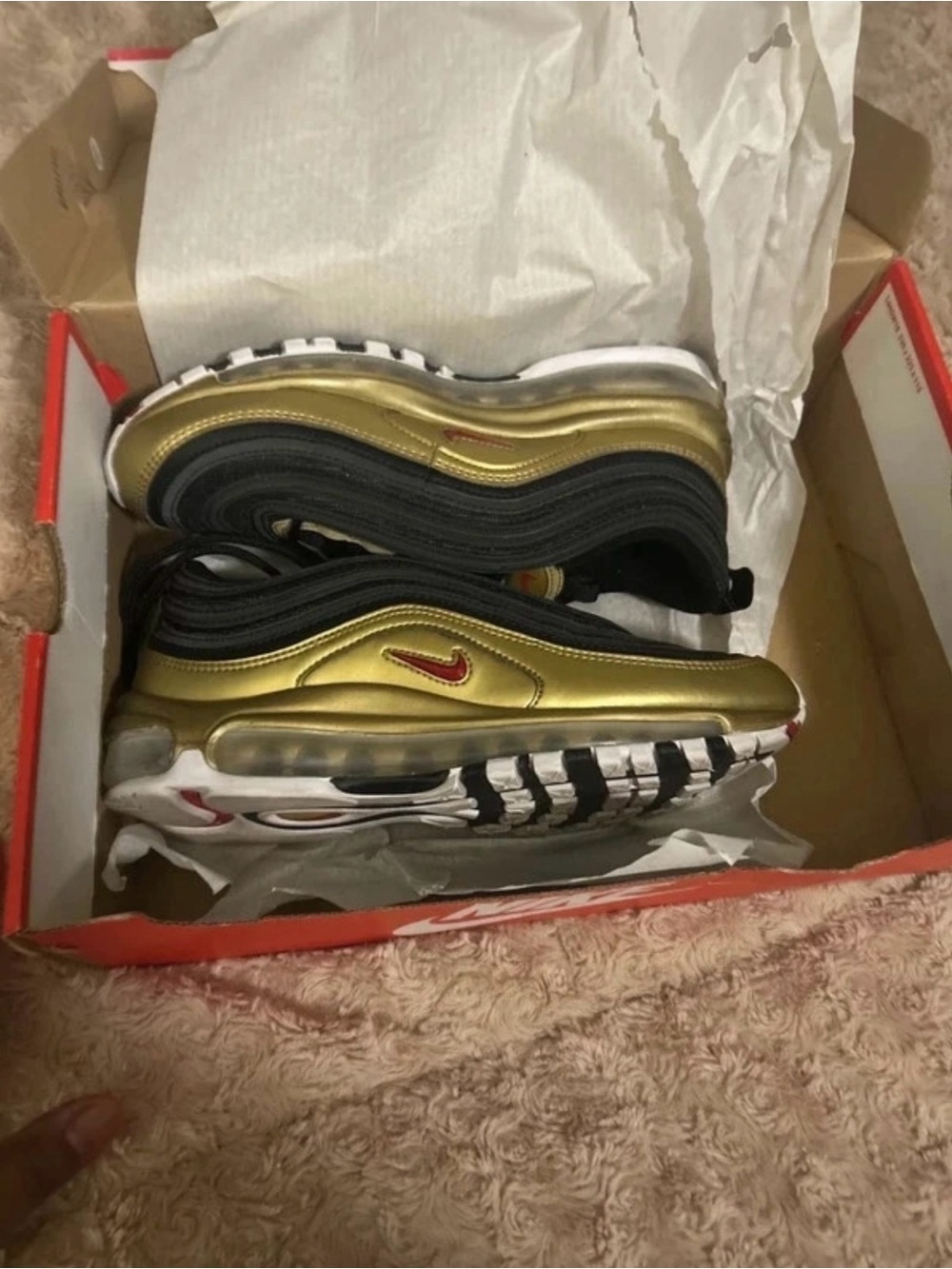 Nike  Gold and Black Sneakers with Red Swoosh